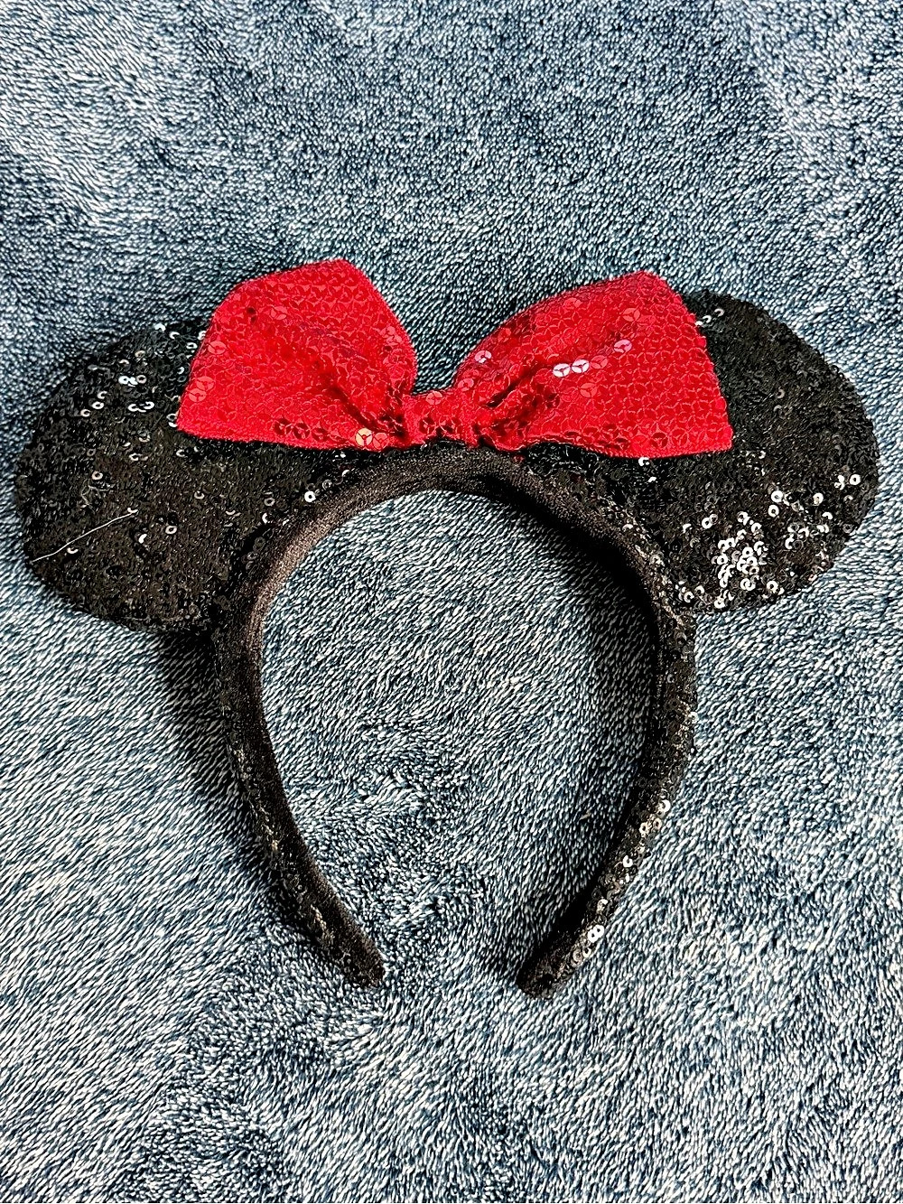 Disney Minnie Mouse Sequined Ear Headband Black & Red